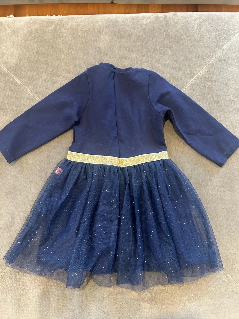 Billieblush Girls Navy Sparkle Tulle Dress with Gold Waistband Size 18 months
